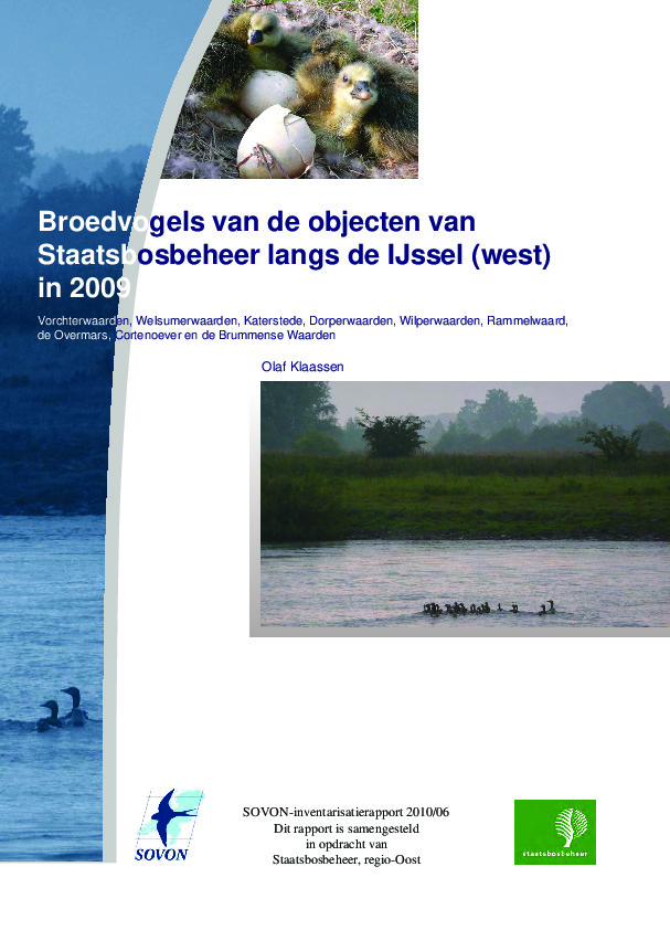 Omslag Broedvogels van de terreinen van Staatsbosbeheer langs de IJssel (west) in 2009