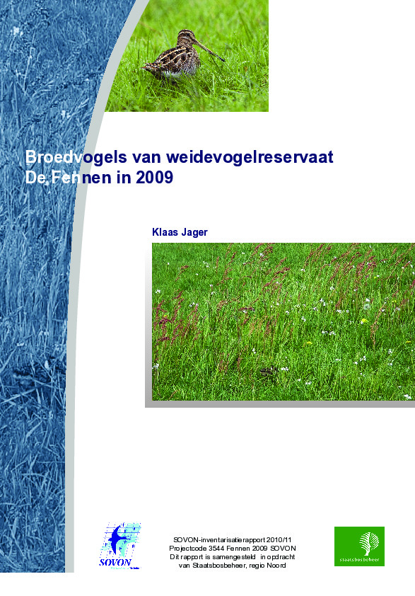 Omslag Broedvogels van weidevogelreservaat De Fennen in 2009