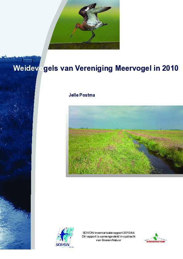 Omslag Weidevogels van Vereniging Meervogel in 2010