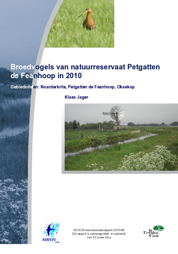 Omslag Broedvogels van natuurreservaat Petgatten de Feanhoop in 2010