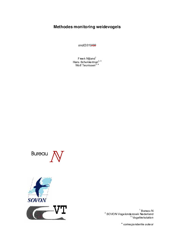 Omslag Methodes monitoring weidevogels