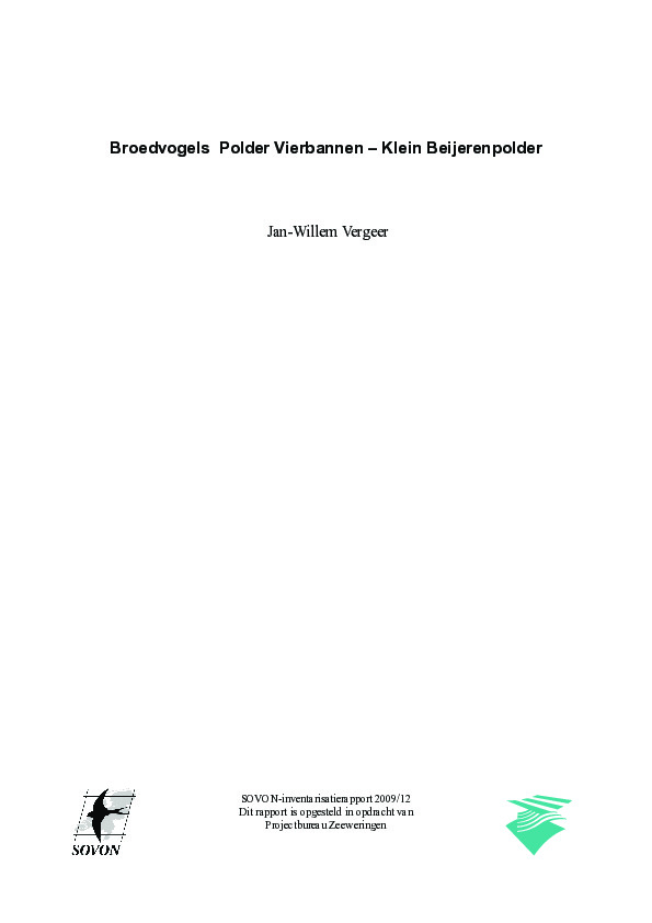 Omslag Broedvogels van Polder Vierbannen-Klein Beijerenpolder, alsmede een beeld van herpeto- en zoogdierfauna
