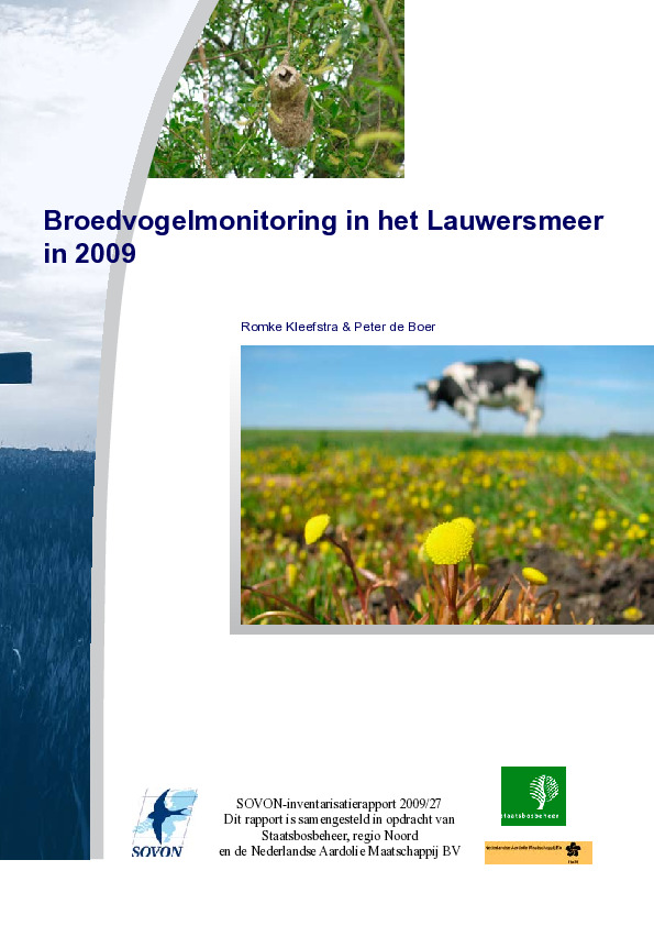 Omslag Broedvogelmonitoring in het Lauwersmeer in 2009