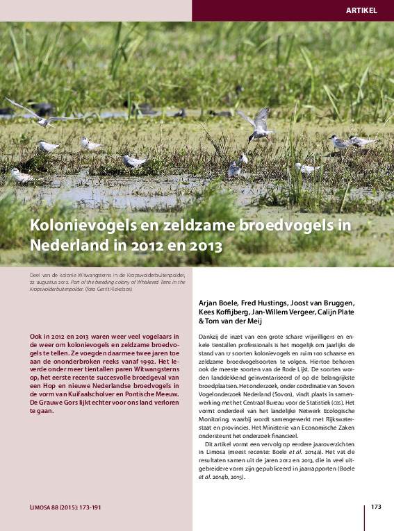 Omslag Kolonievogels en zeldzame broedvogels in Nederland in 2012 en 2013