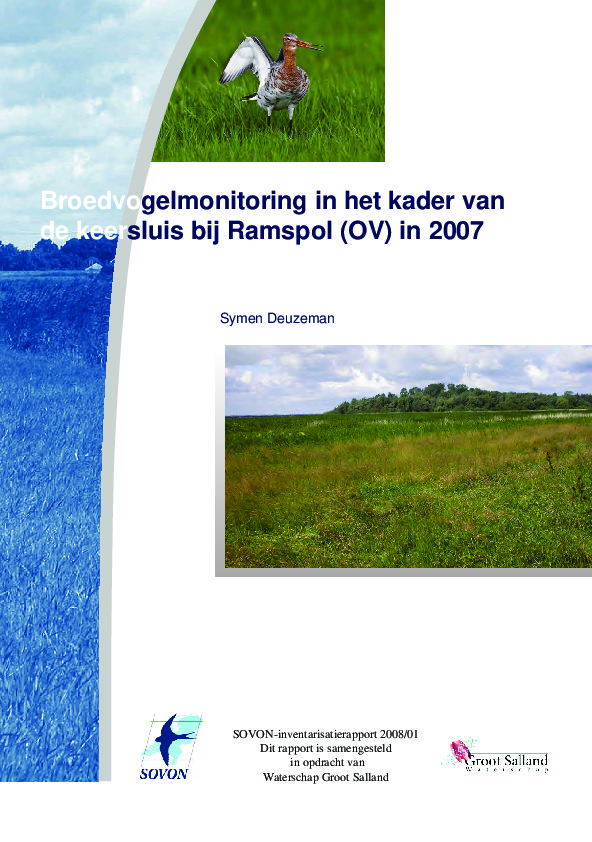 Omslag Broedvogelmonitoring in het kader van de keersluis bij Ramspol (OV) in 2007