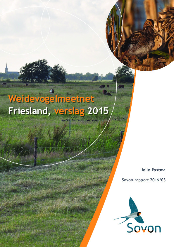 Omslag Weidevogelmeetnet Friesland, verslag 2015