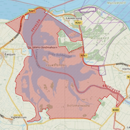 Begrenzing Natura 2000-gebied Lauwersmeer