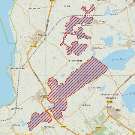 Begrenzing Natura 2000-gebied Oudegaasterbrekken, Fluessen en omgeving