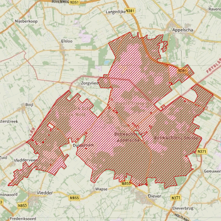 Begrenzing Natura 2000-gebied Drents-Friese Wold & Leggelderveld