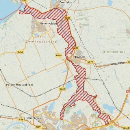 Begrenzing Natura 2000-gebied Uiterwaarden Zwarte Water en Vecht