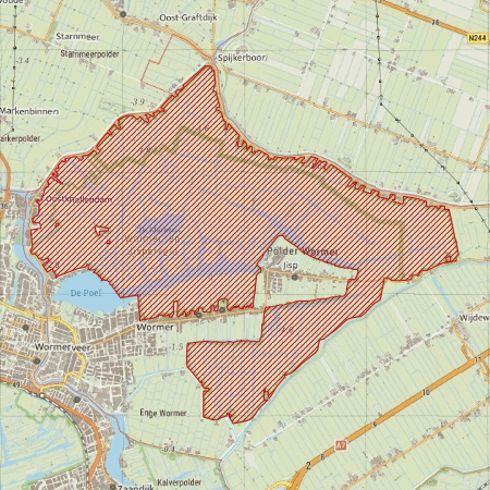 Begrenzing Natura 2000-gebied Wormer- en Jisperveld & Kalverpolder