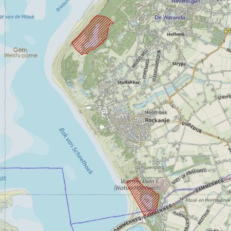 Begrenzing Natura 2000-gebied Voornes Duin