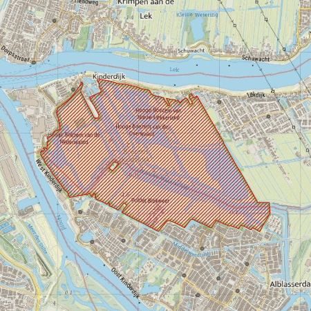 Begrenzing Natura 2000-gebied Boezems Kinderdijk