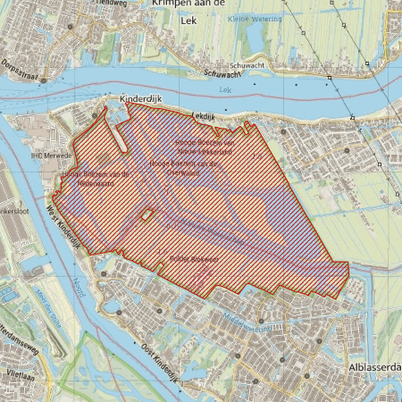 Begrenzing Natura 2000-gebied Boezems Kinderdijk