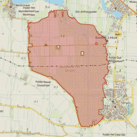 Begrenzing Natura 2000-gebied Oudeland van Strijen