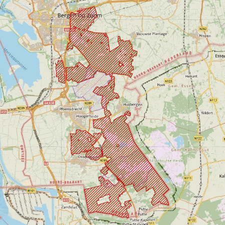 Begrenzing Natura 2000-gebied Brabantse Wal