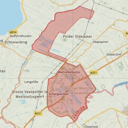 Begrenzing Overig - watervogelmonitoringgebied Rottige Meenthe en Brandemeer