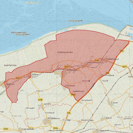 Begrenzing Overig - watervogelmonitoringgebied Uithuizerpolder