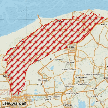 Begrenzing Overig - watervogelmonitoringgebied Oost- en Westdongeradeel