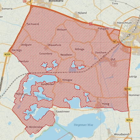 Begrenzing Overig - watervogelmonitoringgebied Polders rond de Oudegaasterbrekken