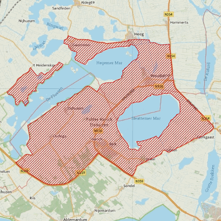 Begrenzing Overig - watervogelmonitoringgebied Polders rond Fluessen, Heegermeer en Slotermeer