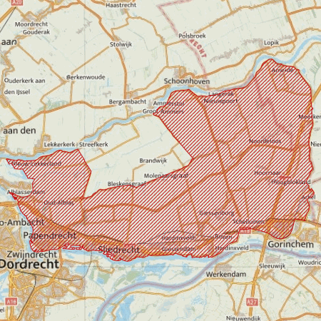 Begrenzing Overig - watervogelmonitoringgebied Alblasserwaard